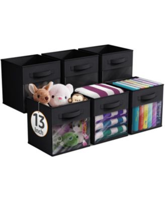 Sorbus 13 Inch 6 Pack Collapsible Fabric Storage Bins with Clear Window - for Organizing Clothes, Toys, Books, Shelves, Closets & more