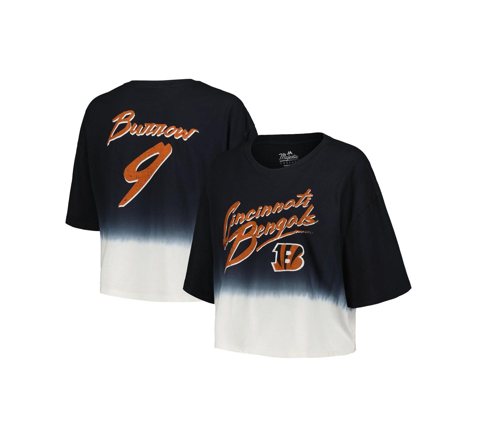 Женский кроп-топ Majestic Cincinnati Bengals, черный/белый, с именем и номером игрока