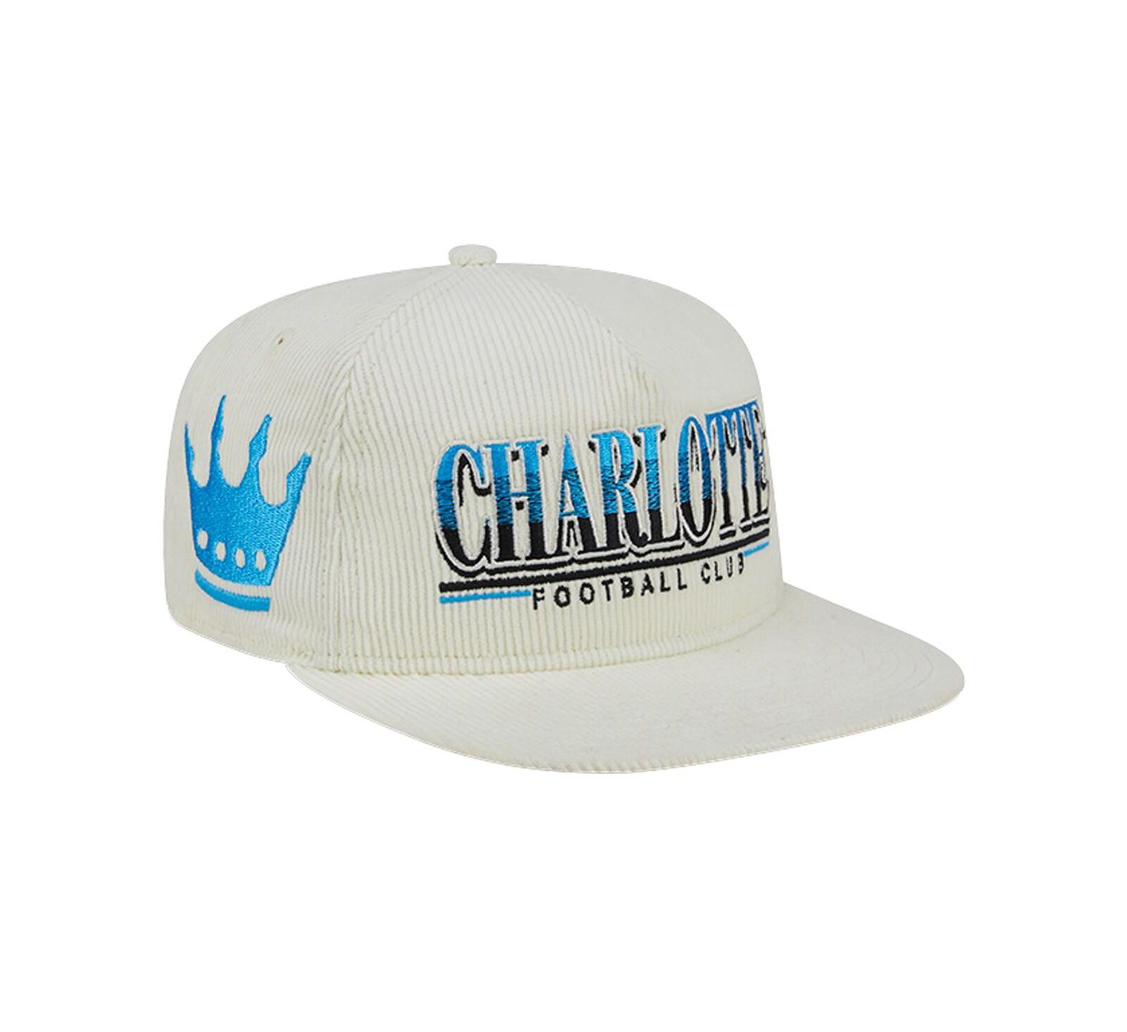 New Era Men's White Charlotte FC Throwback Corduroy Golfer Adjustable Hat