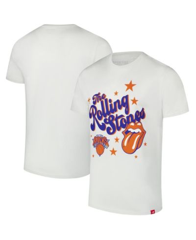 Мужская и женская футболка Sportiqe White Rolling Stones x New York Knicks Bingham Collab