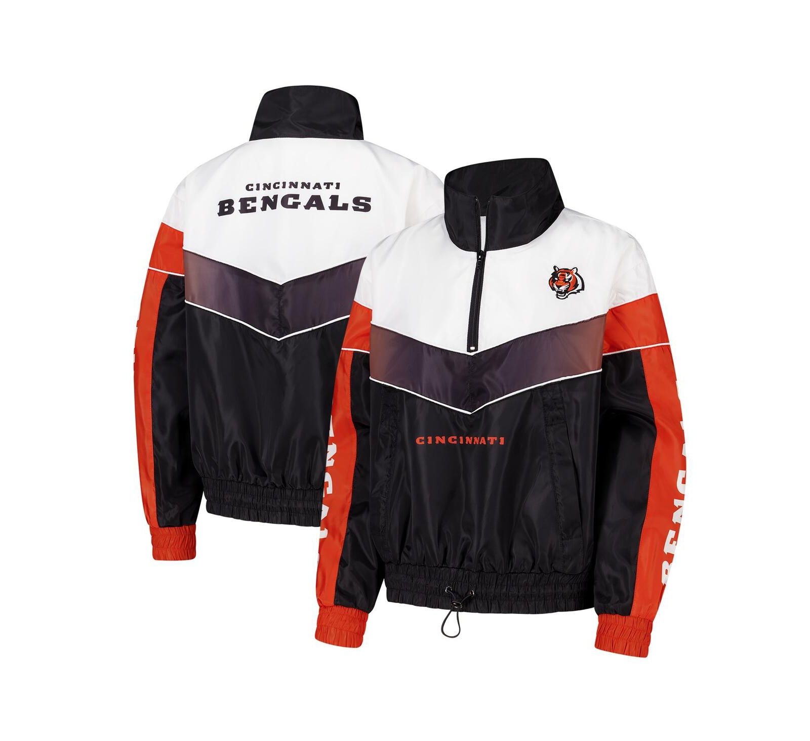 The Wild Collective Women's Black Cincinnati Bengals 1/4 Zip Track Jacket