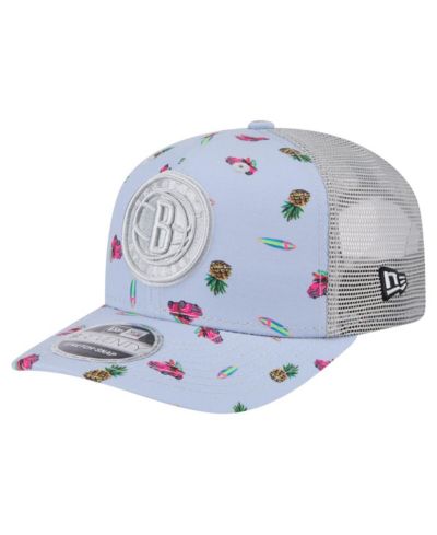 New Era Men's Light Blue/Gray Brooklyn Nets Adventure Aloha Pattern 9SEVENTY Stretch-Snap Hat