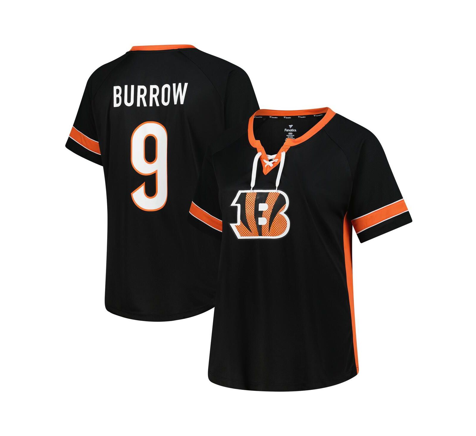 Женская футболка Fanatics Joe Burrow Black Cincinnati Bengals Plus Size Name & Number Lace-Up