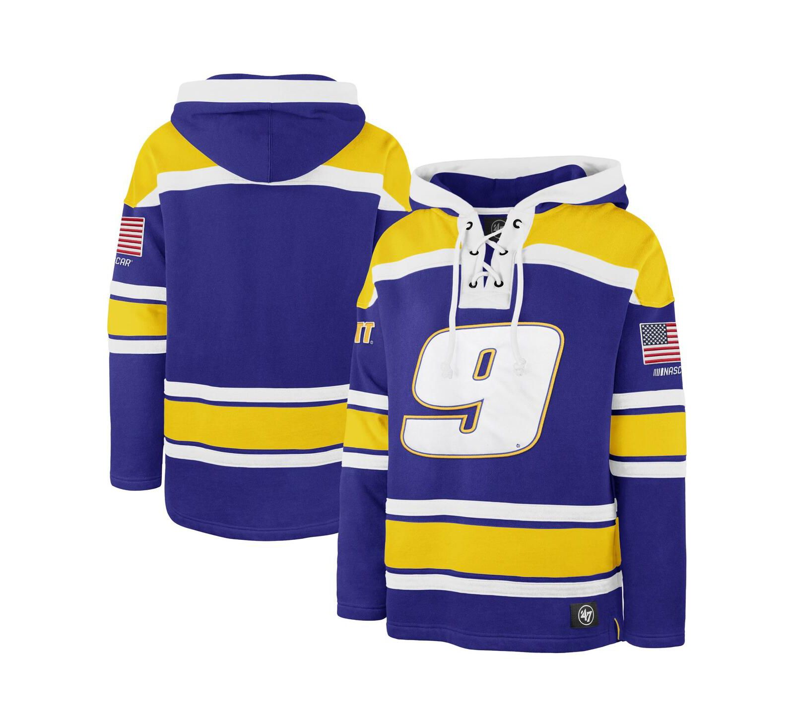Мужское худи с начесом '47 Brand Royal Chase Elliott Superior Lacer Pullover
