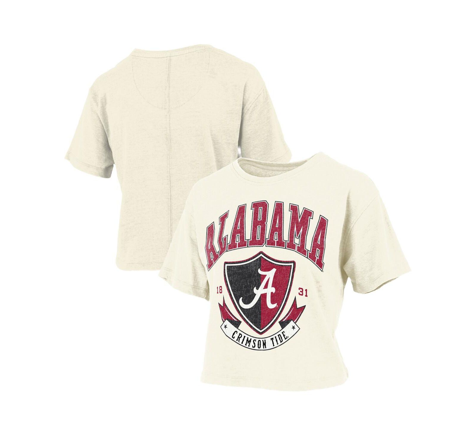 Женская укороченная футболка Pressbox Alabama Crimson Tide Buckler Vintage, кремовый цвет