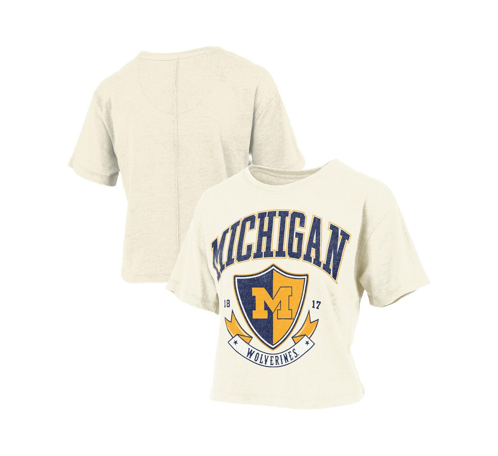 Женская укороченная футболка Pressbox Michigan Wolverines Cream