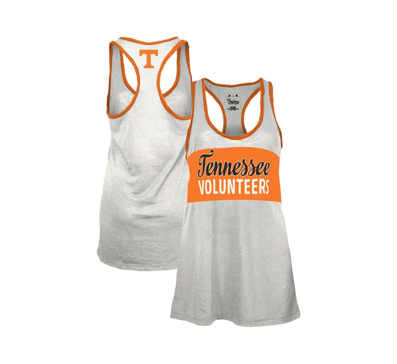 Женский топ Pressbox White/Tennessee Orange Tennessee Volunteers Tracy Racerback Burnout