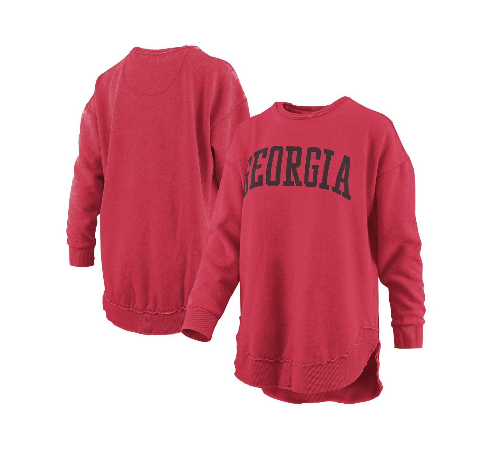 Женское пончо Pressbox Red Georgia Bulldogs Mélange Fleece Long Sleeve Pullover Sweatshirt