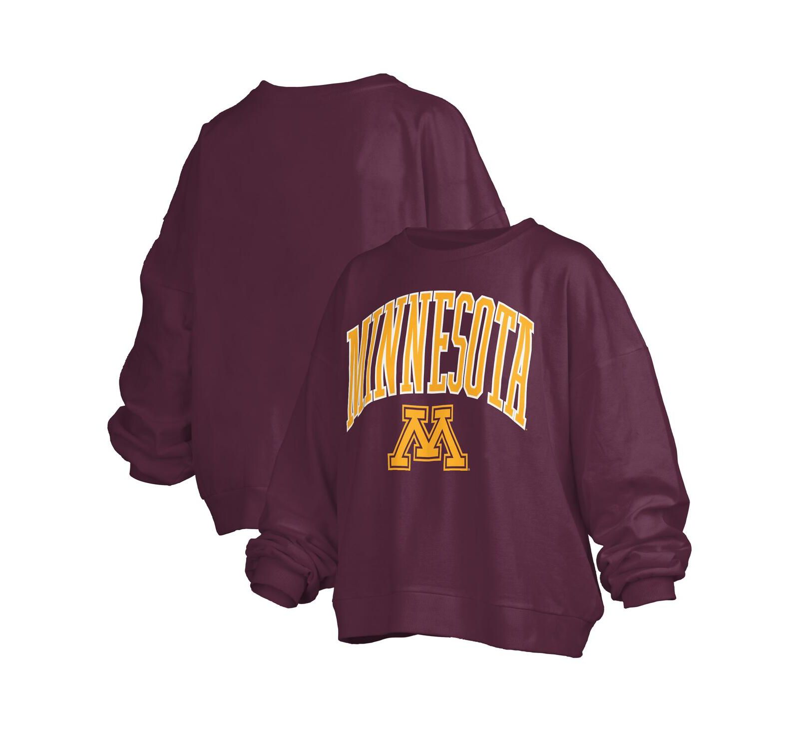 Женское свитшот Pressbox Minnesota Golden Gophers, бордовое, оверсайз