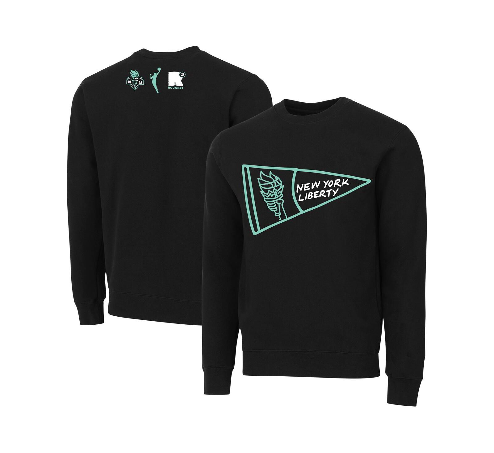 Round21 Мужской и Женский свитшот Crewneck Black New York Liberty Pennant
