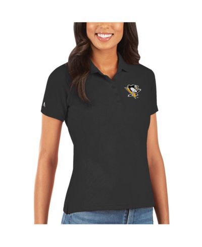 Antigua Women's Black Pittsburgh Penguins Legacy Pique Polo Shirt