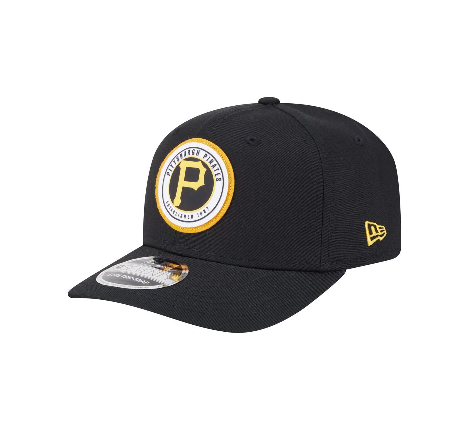 Мужская кепка New Era Black Pittsburgh Pirates Circle Patch 9SEVENTY Stretch snap