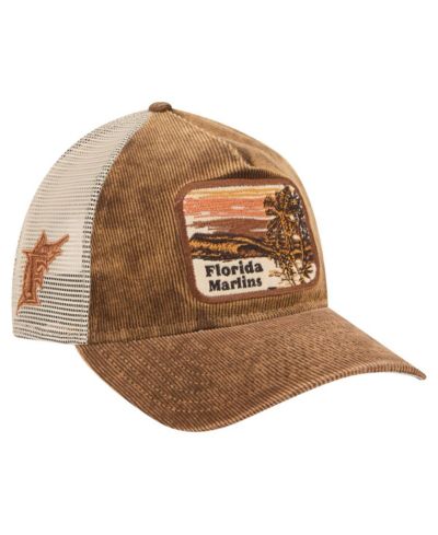 New Era Men's Dark Brown Florida Marlins Vintage Landscape 9TWENTY A-Frame Adjustable Trucker Hat