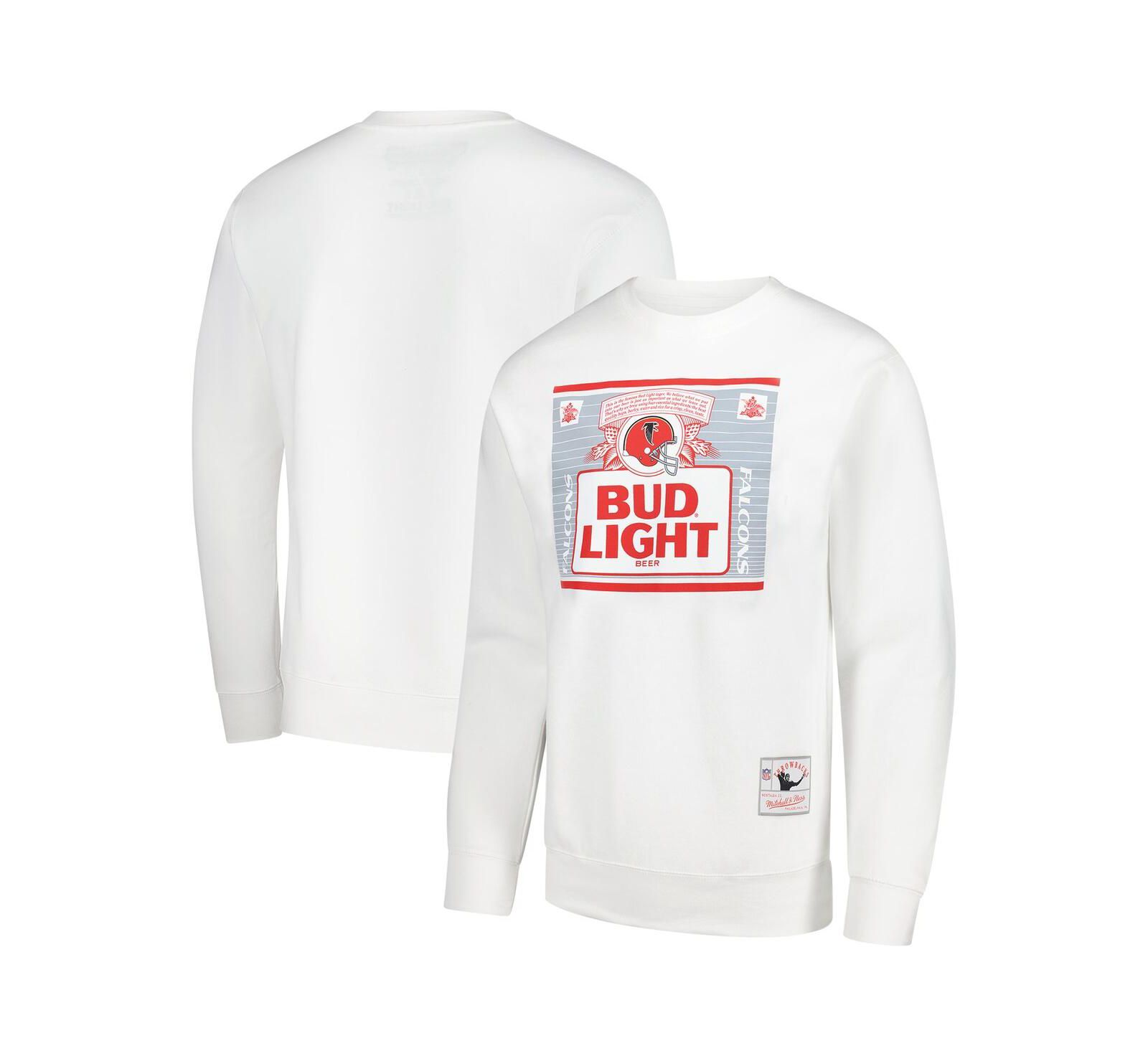 Мужской свитшот Mitchell & Ness x Bud Light White Atlanta Falcons The Crest с накидкой