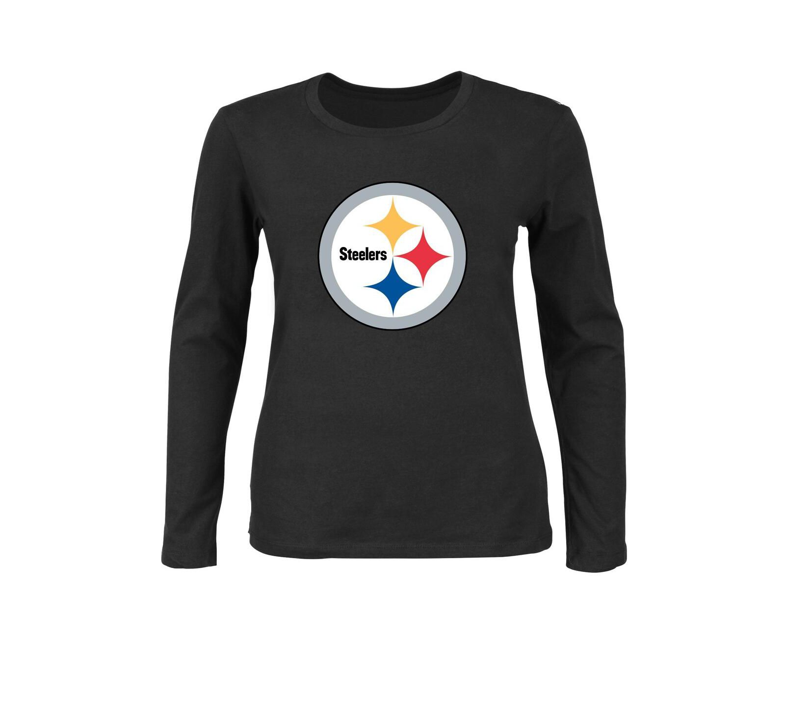 Женская футболка Fanatics Black Pittsburgh Steelers Plus Size Long Sleeve