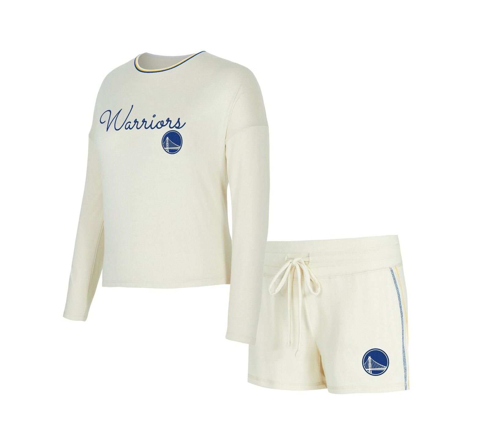 Женский комплект Concepts Sport 2-Piece Cream Golden State Warriors Kaki Hacci Knit Long Sleeve Top и шорты
