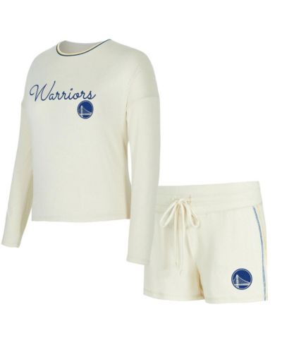 Женский комплект Concepts Sport 2-Piece Cream Golden State Warriors Kaki Hacci Knit Long Sleeve Top и шорты