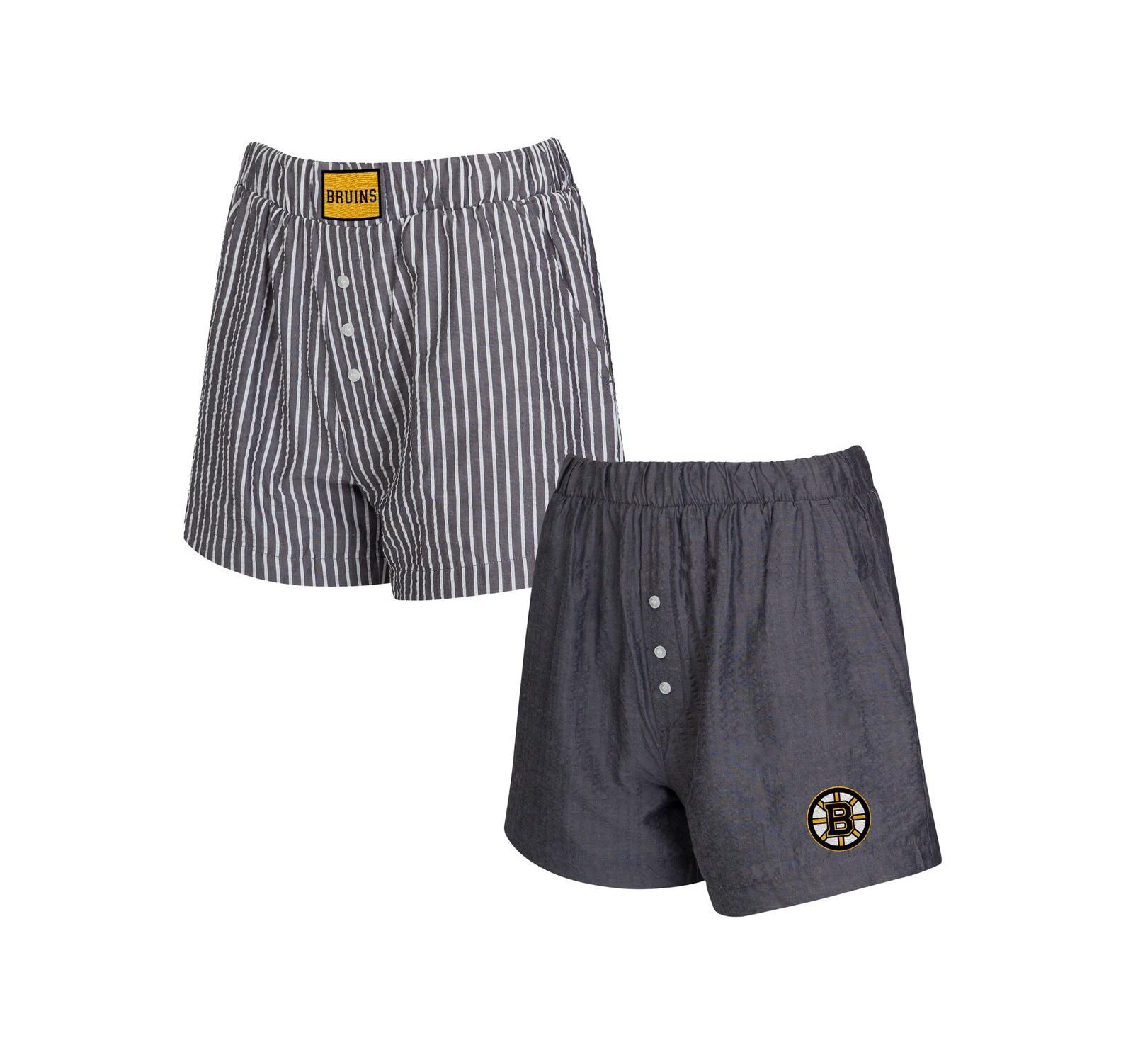 Concepts Sport Women's 2-Pack Charcoal Boston Bruins Boxer Shorts Set