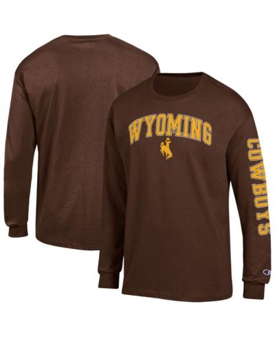 Champion Men's Brown Wyoming Cowboys Arch Over Logo 2-Hit Long Sleeve T-Shirt