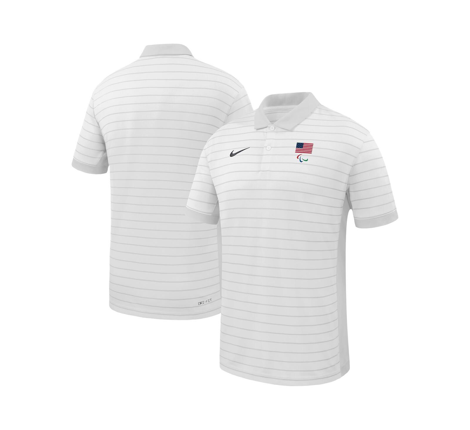 Nike Men's White U.S. Paralympics Team Victory Stripe Performance Polo Shirt