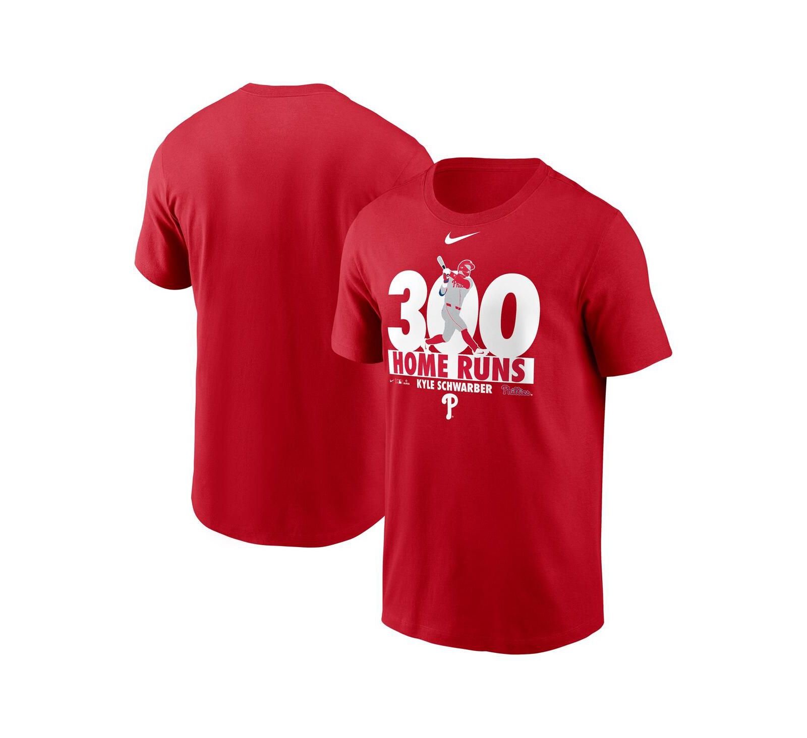 Nike мужская футболка с графическим принтом «300 хоум-ранов» Кайла Шварбера, Philadelphia Phillies, красный цвет