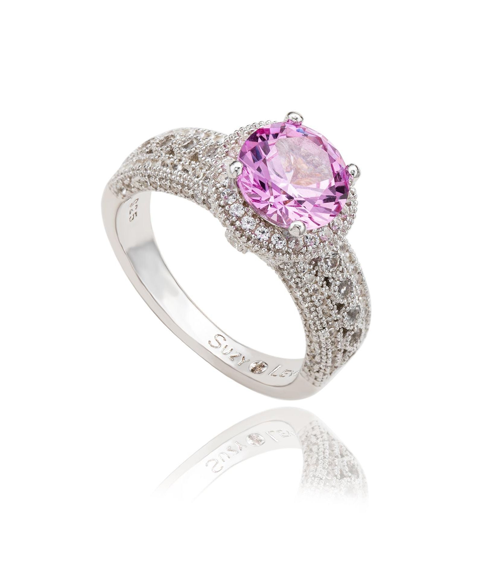 Suzy Levian Sterling Sapphire & Created Sapphire Round-Cut Ring