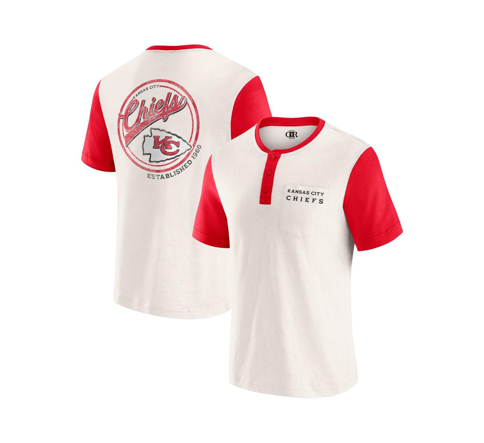 Fanatics Мужская футболка Darius Rucker Collection Kansas City Chiefs Henley Color Block Pocket