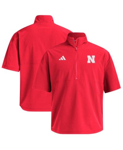 Adidas Мужская толстовка с коротким рукавом и молнией Scarlet Nebraska Huskers