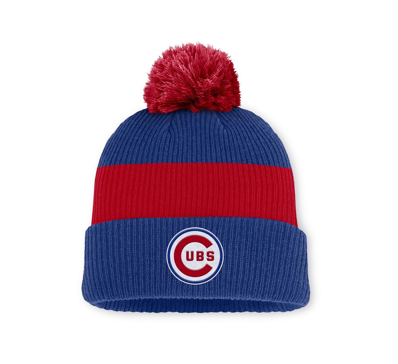 Вязаная шапка Nike Men's Royal/Red Chicago Cubs Cooperstown Collection Peak Standard Cuffed with Pom Knit