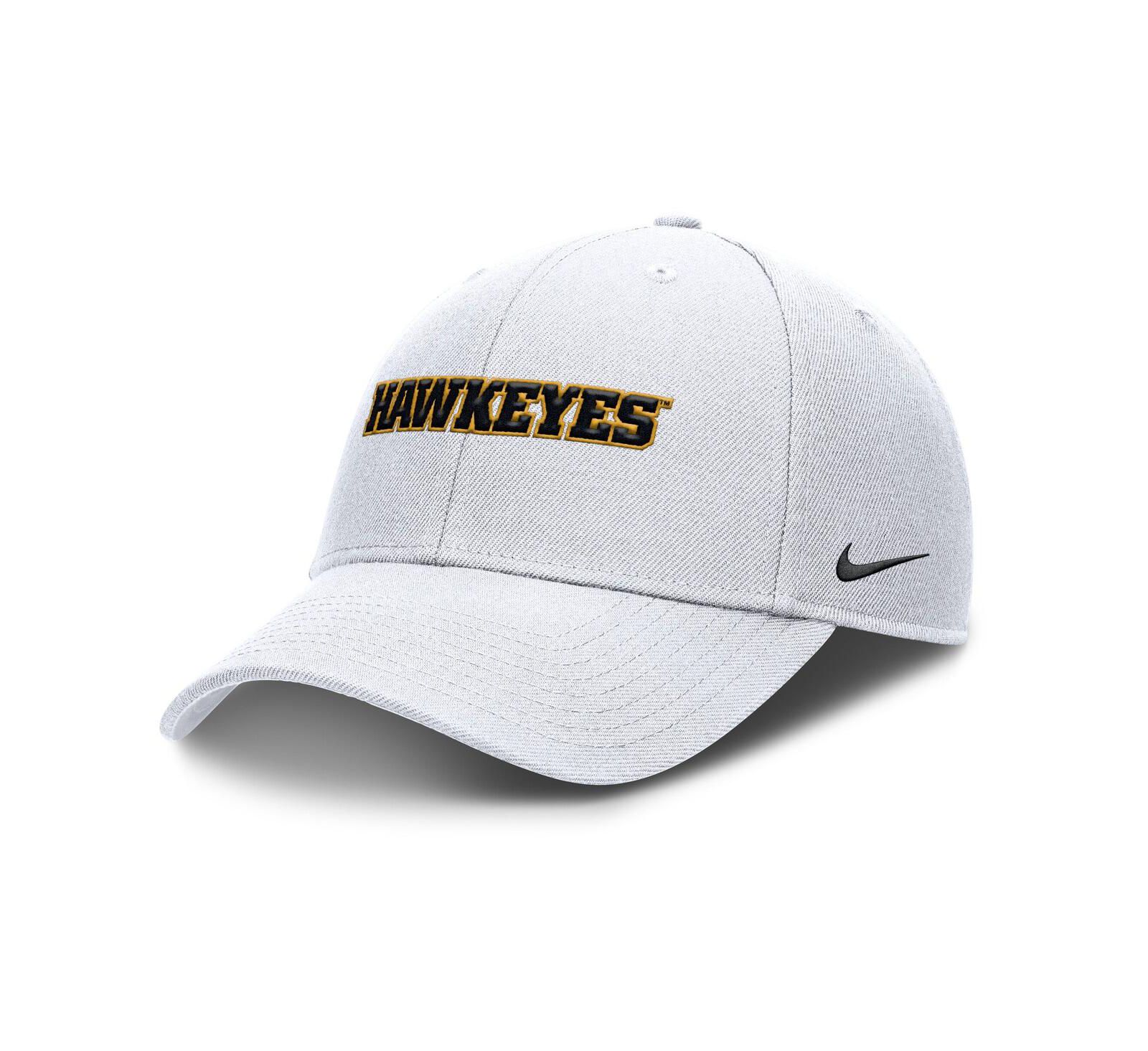 Nike Мужская белая кепка Iowa Hawkeyes 2025 On-Field Rise Performance регулируемая