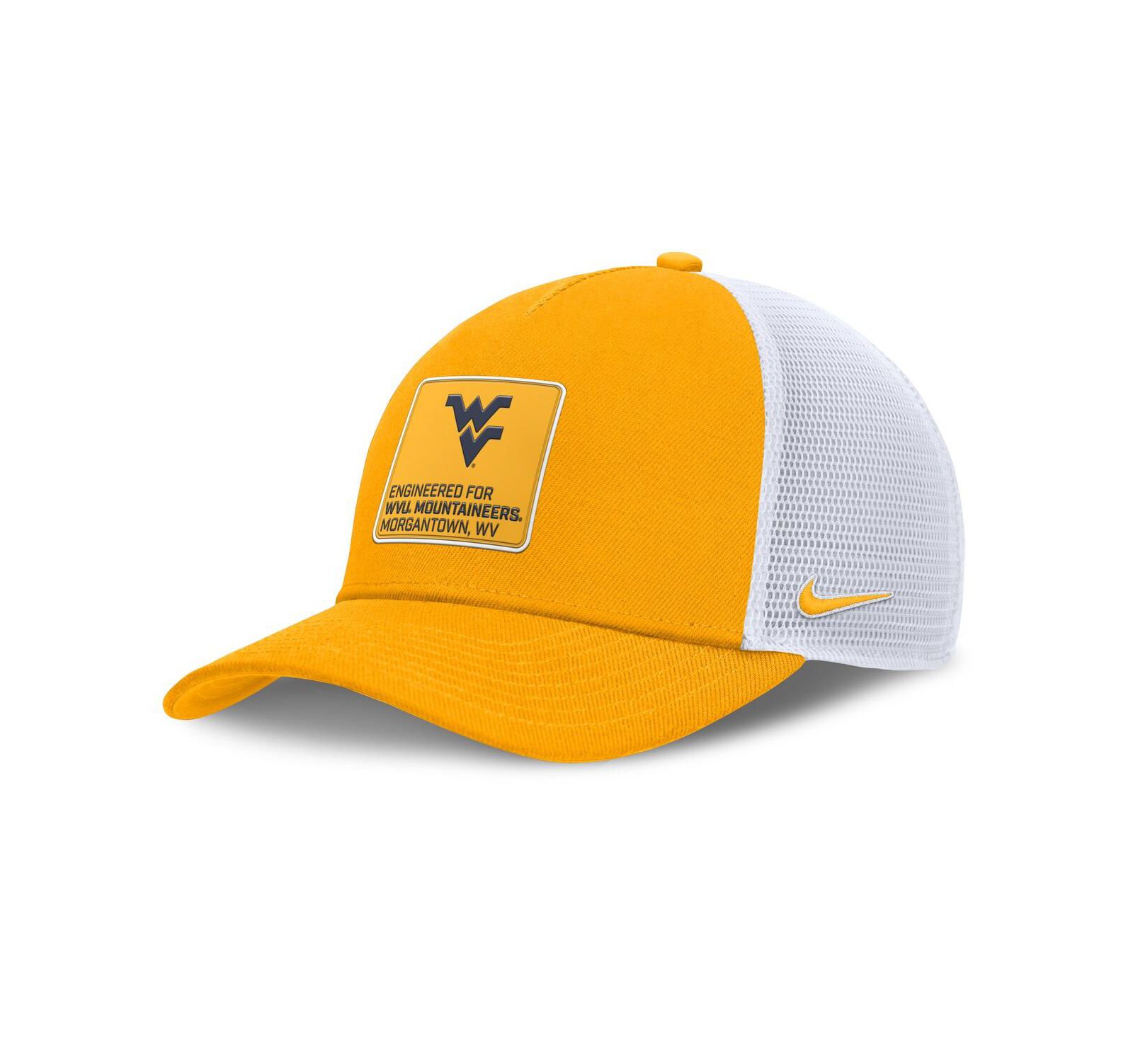 Мужская кепка Nike Gold/White West Virginia Mountaineers 2025 On-Field Rise Engineered Trucker регулируемая