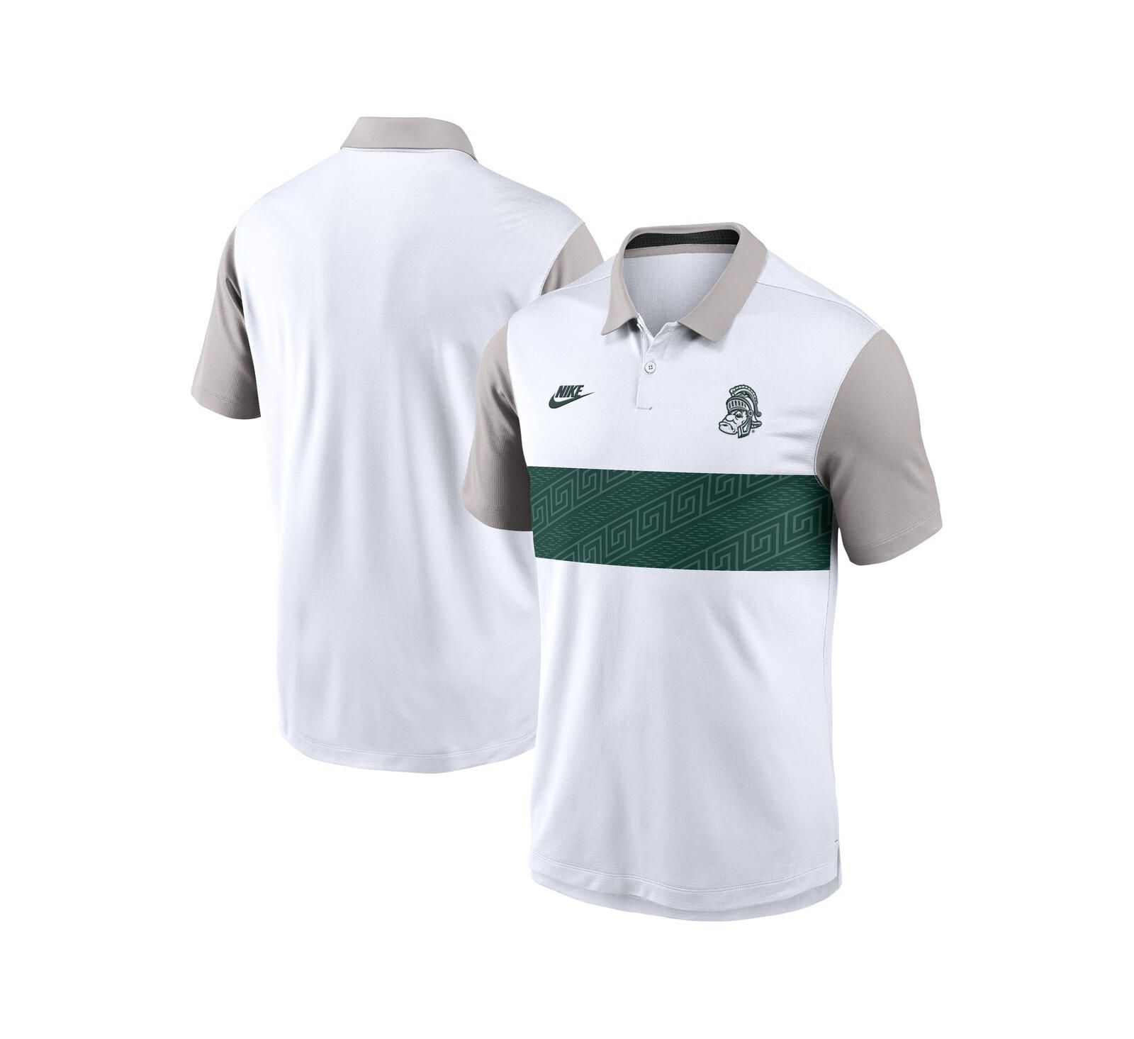 Nike Men's White/Gray Michigan State Spartans Athletic Prep Legacy Logo Vapor Performance Polo Shirt