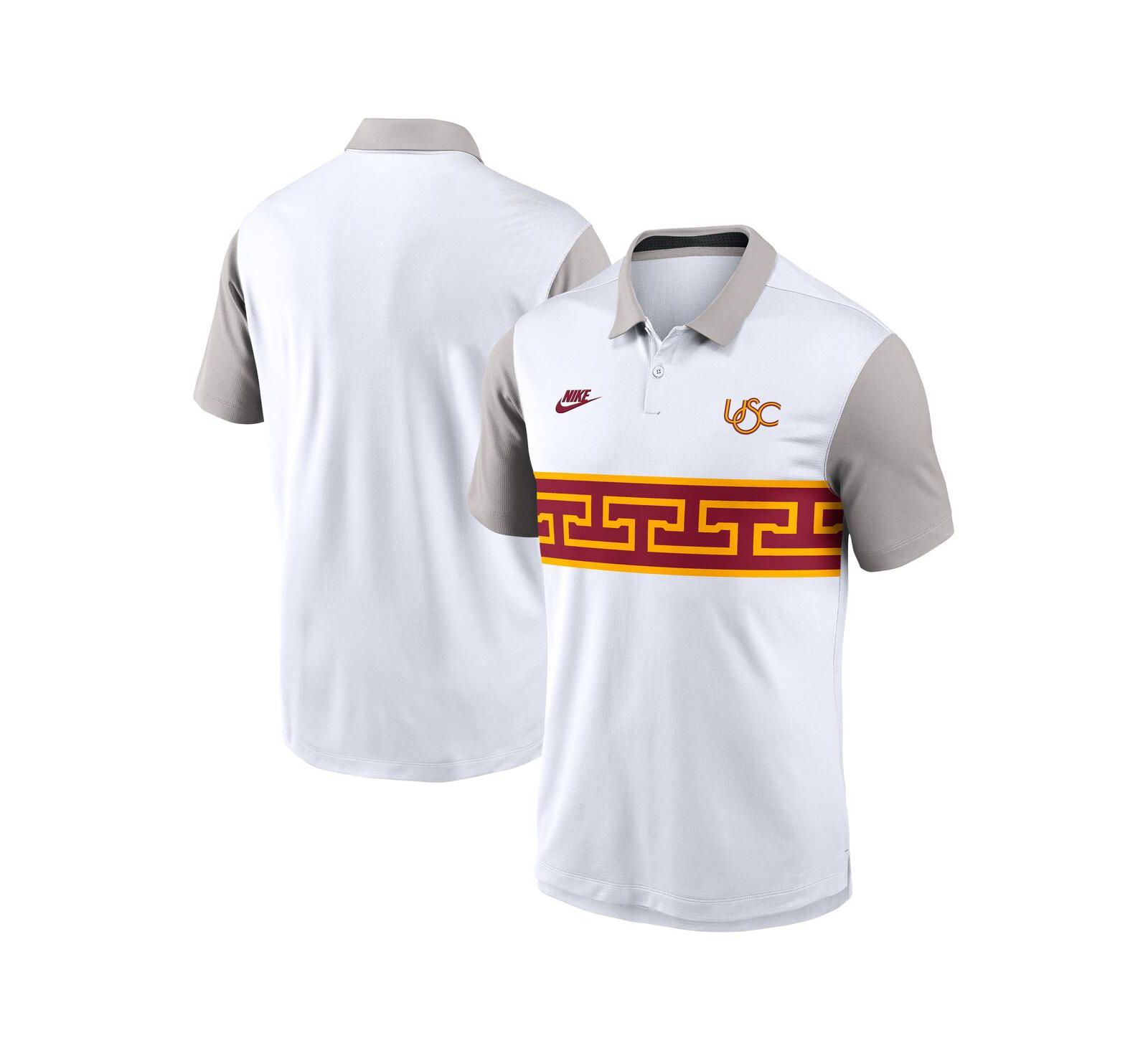 Мужская polo-рубашка Nike USC Trojans Athletic Prep Legacy Logo Vapor Performance в белом/сером цвете