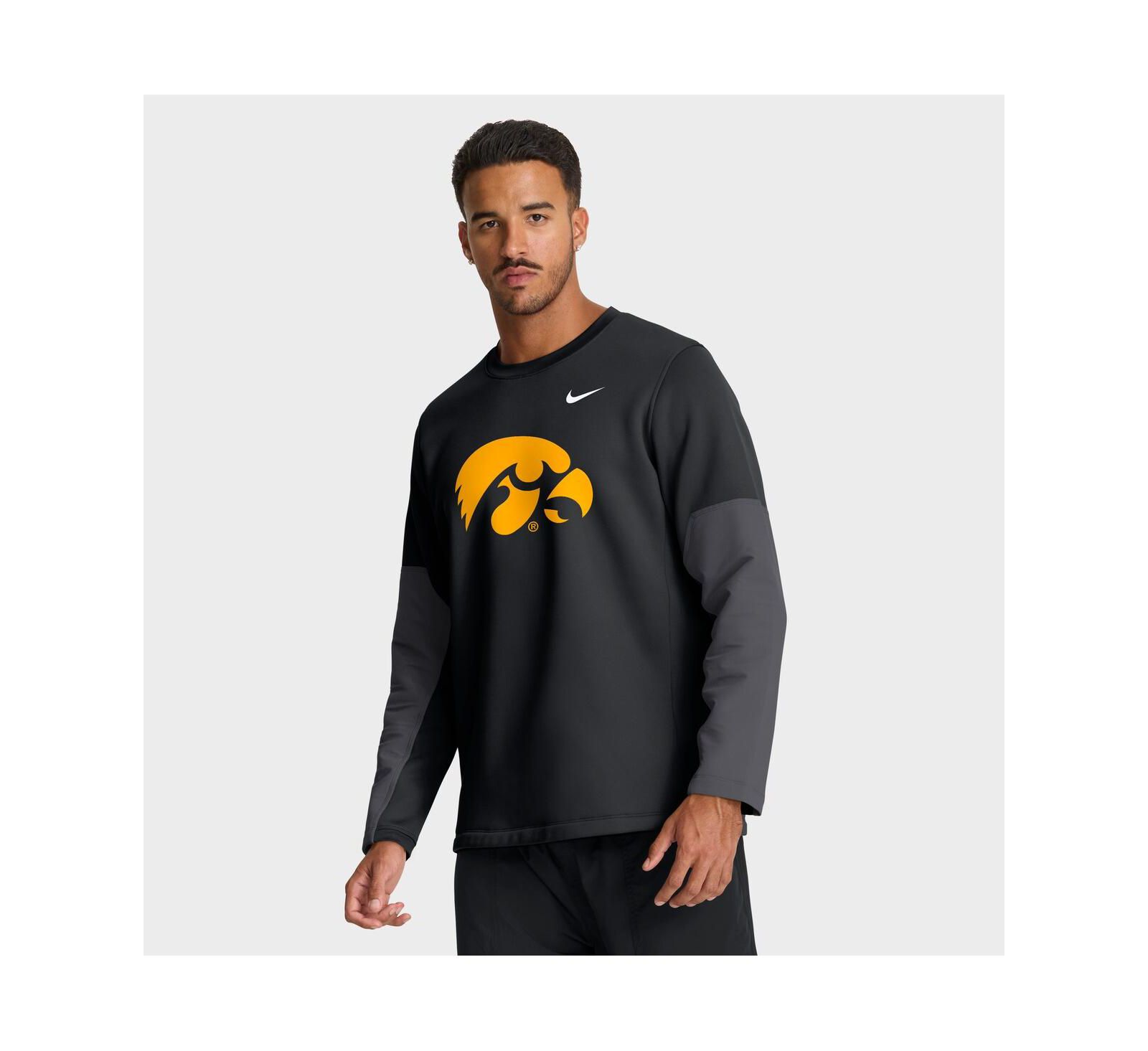 Мужская футболка Nike Iowa Hawkeyes 2025 Sideline Coach Performance с длинным рукавом, цвет Black