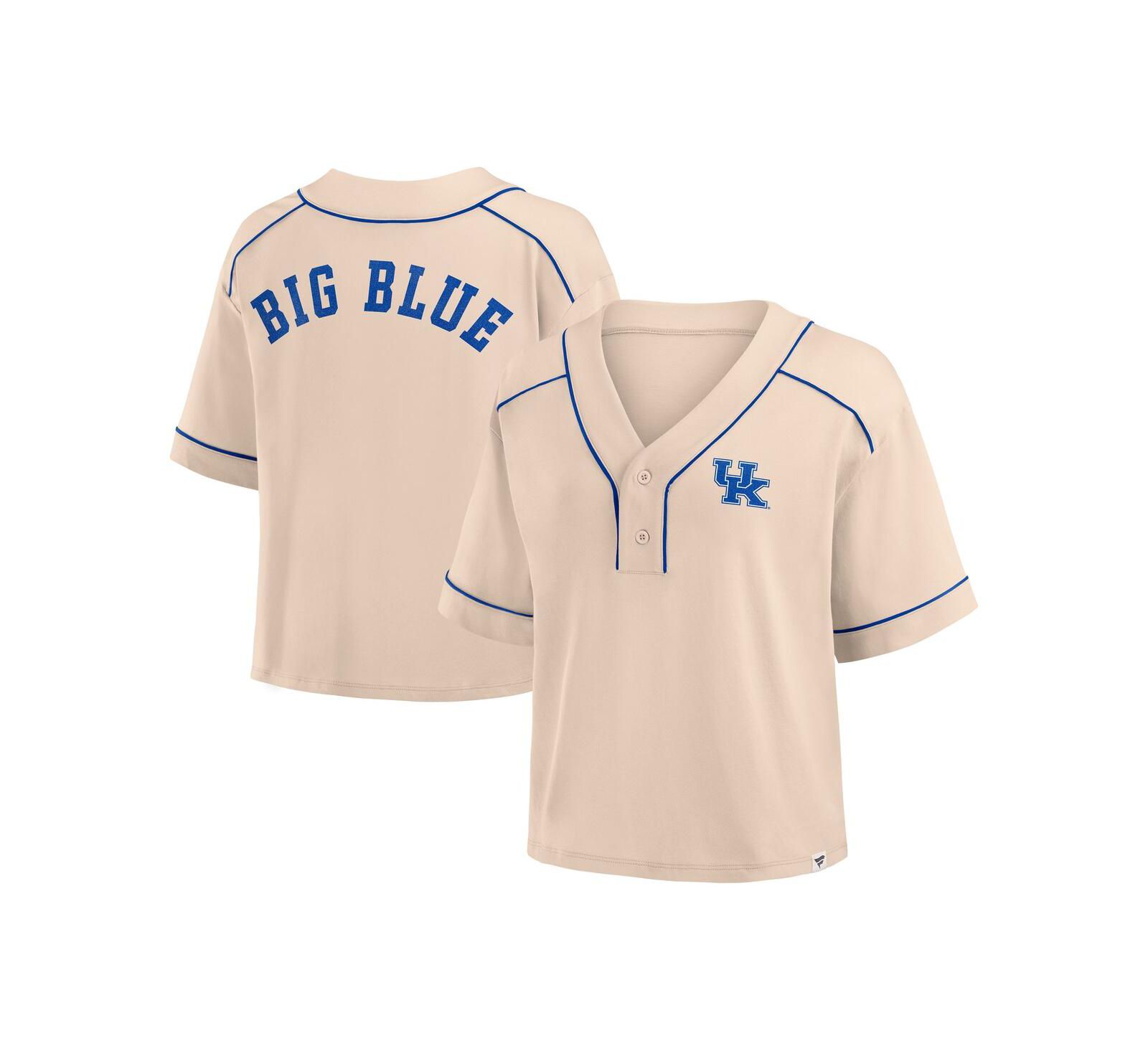 Женская укороченная футболка Fanatics Women's Tan Kentucky Wildcats Oversized Dominant Force Cropped V-Neck