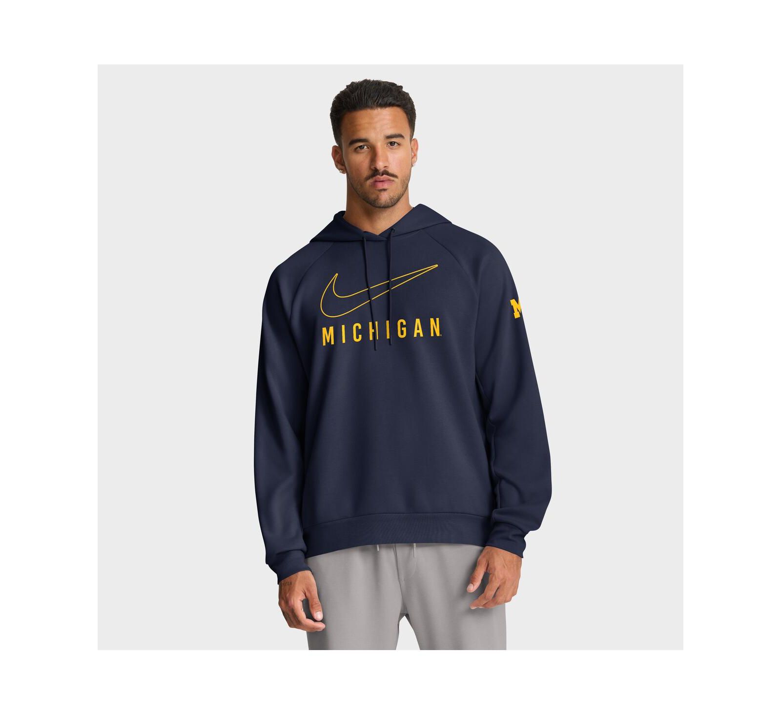 Nike Мужское темно-синее худи Michigan Wolverines Premium Raglan Performance