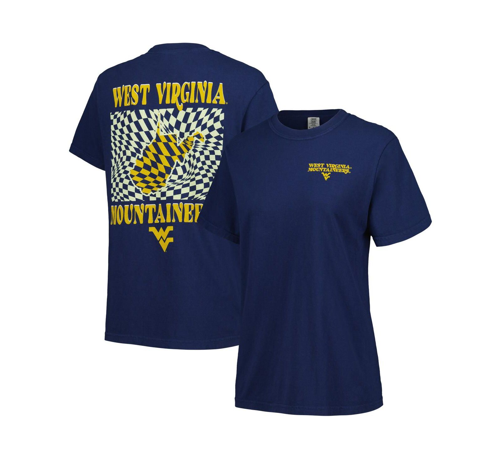 Image One Женская футболка Comfort Colors в клетку с маскотом West Virginia Mountaineers Navy