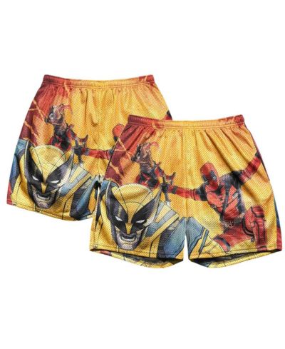 Мужские ретро шорты Chalk Line Yellow Deadpool Wolverine Jump
