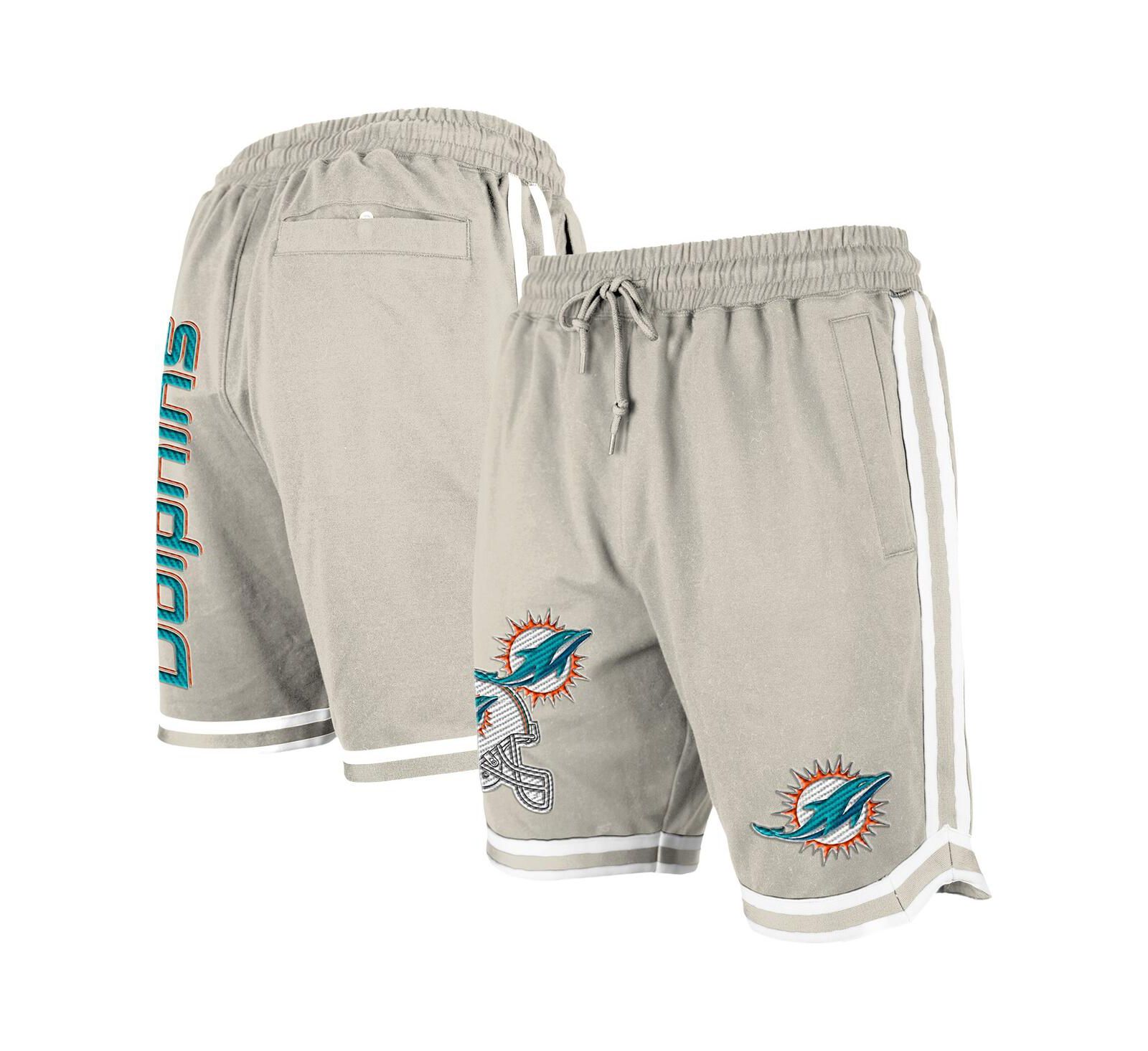 New Era Men's Light Beige Miami Dolphins Stone Multi Patch Shorts