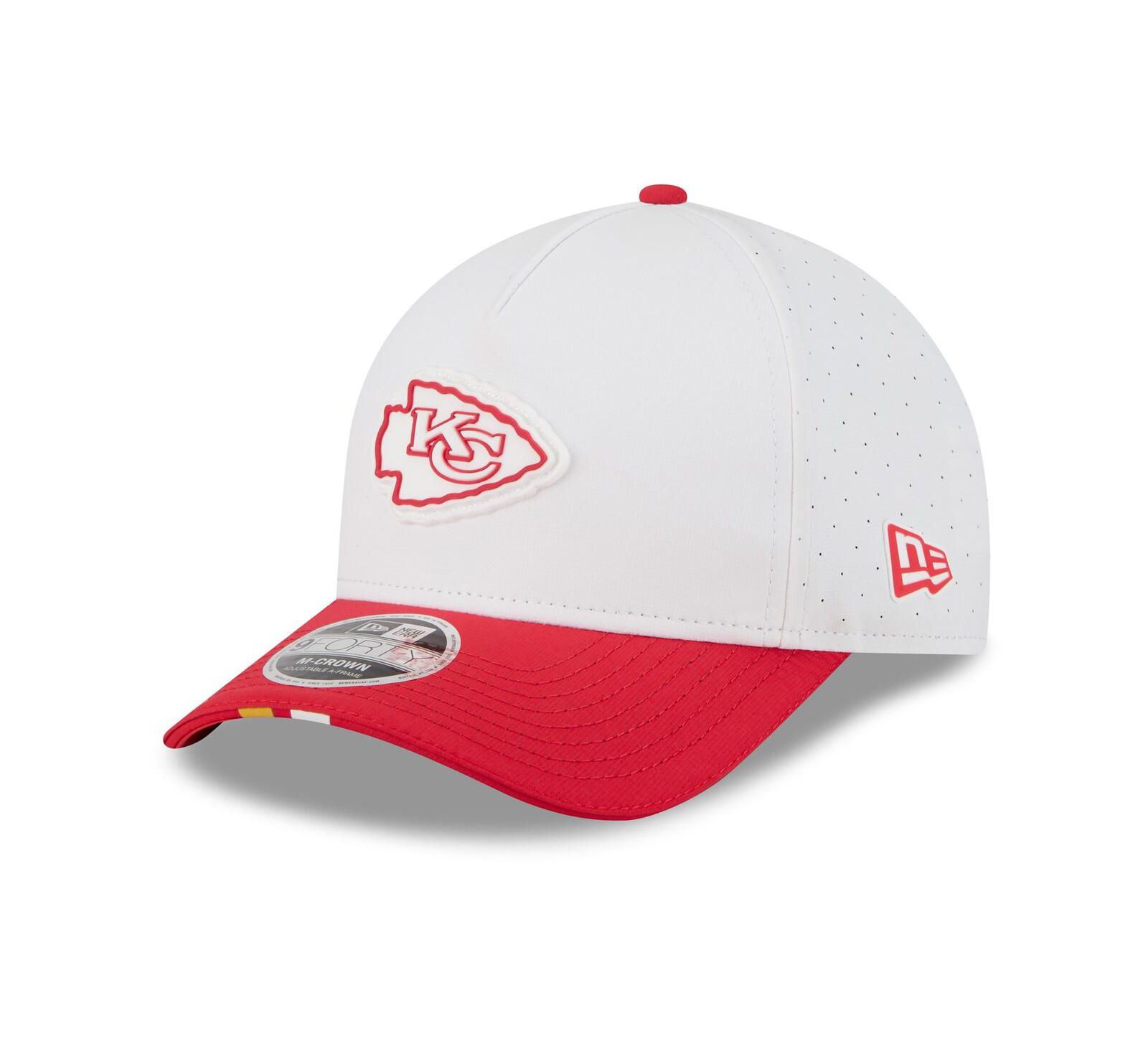 New Era Мужская белая/красная кепка Kansas City Chiefs 2025 NFL Training Camp A-Frame 9FORTY Adjustable