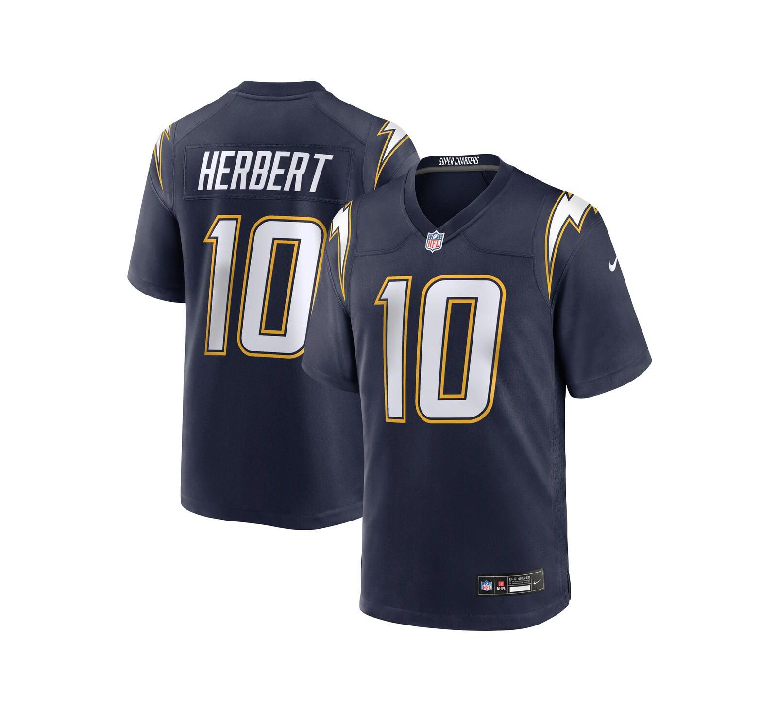 Nike Мужская игровая джерси Justin Herbert Los Angeles Chargers, темно-синяя
