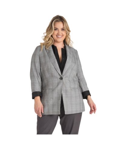 Женский оверсайз блейзер Connected Plus Size в клетку на одну пуговицу