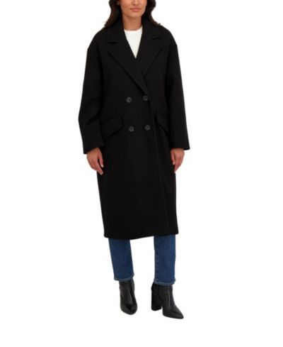 Sebby Collection Women's Long Oversized Double Breasted Faux Wool Coat