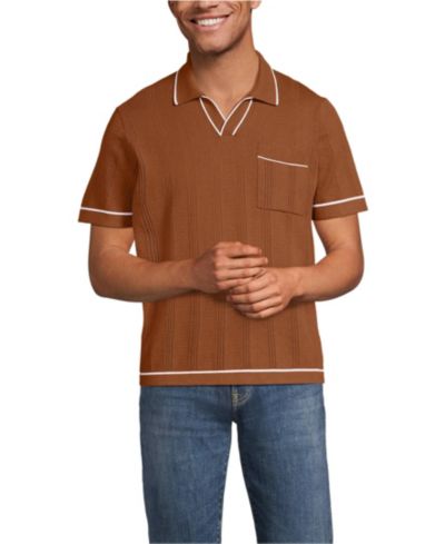 Мужское поло Lands' End Short Sleeve Textured Tipped Sweater