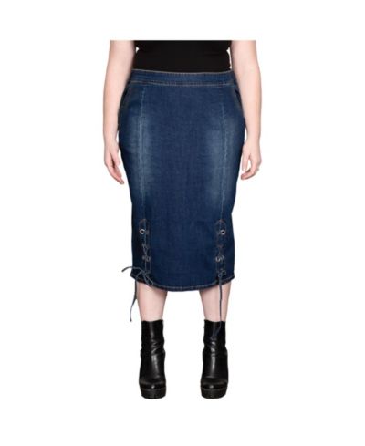 Plus Size Women's High Waist Denim Pencil Skirt
