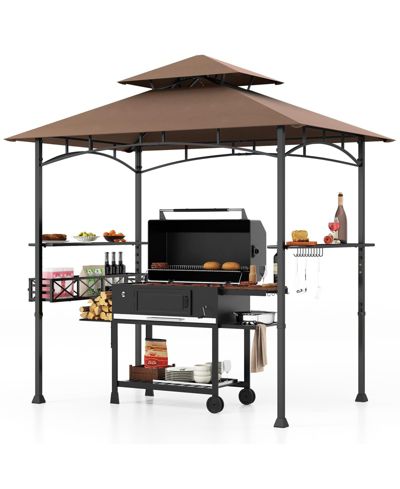 8 x 5 FT Outdoor Grill Gazebo with 2 Side Shelves and 20 Hooks