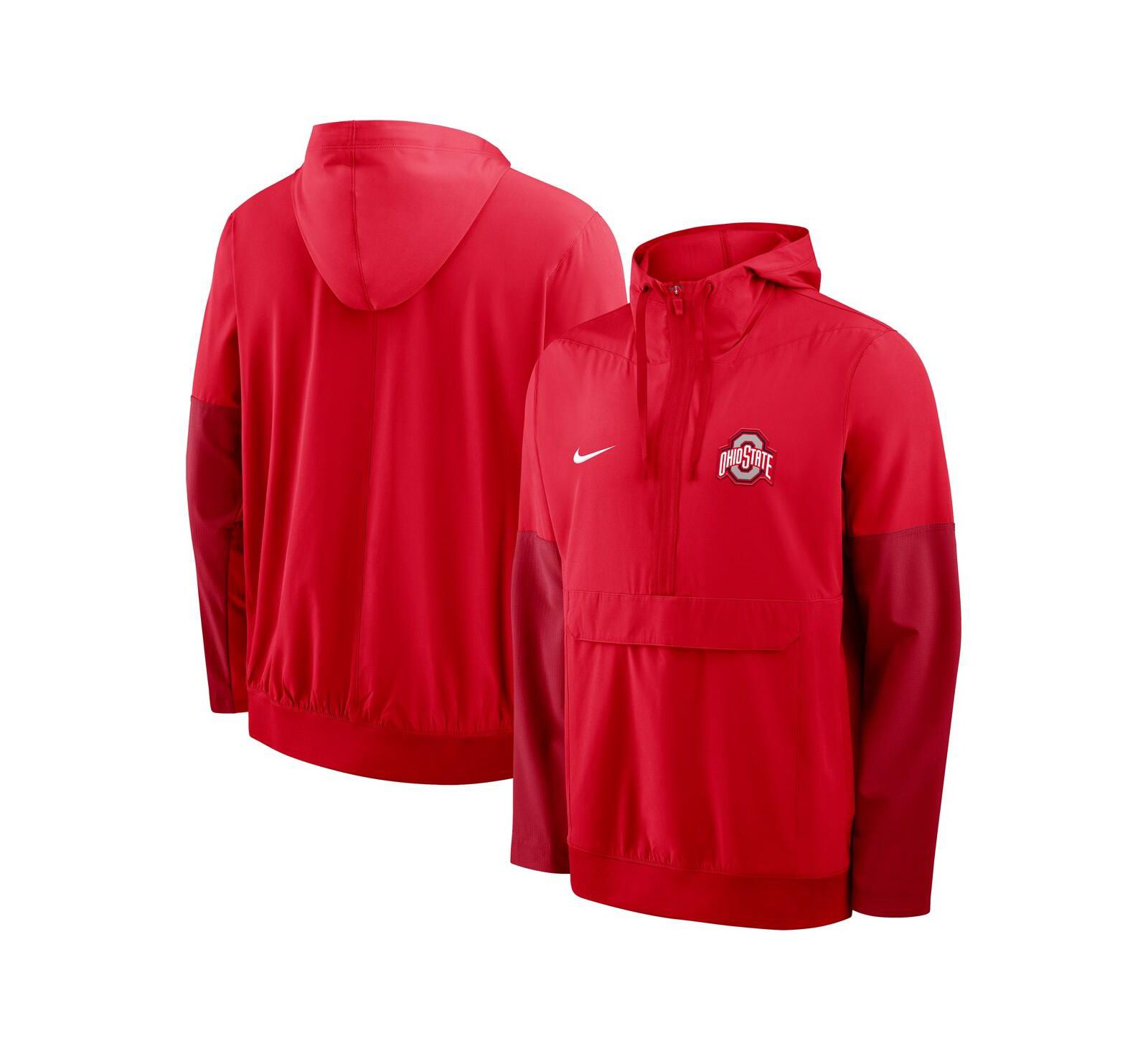Nike Men's Scarlet Ohio State Buckeyes Anorak Half-Zip Hoodie Jacket