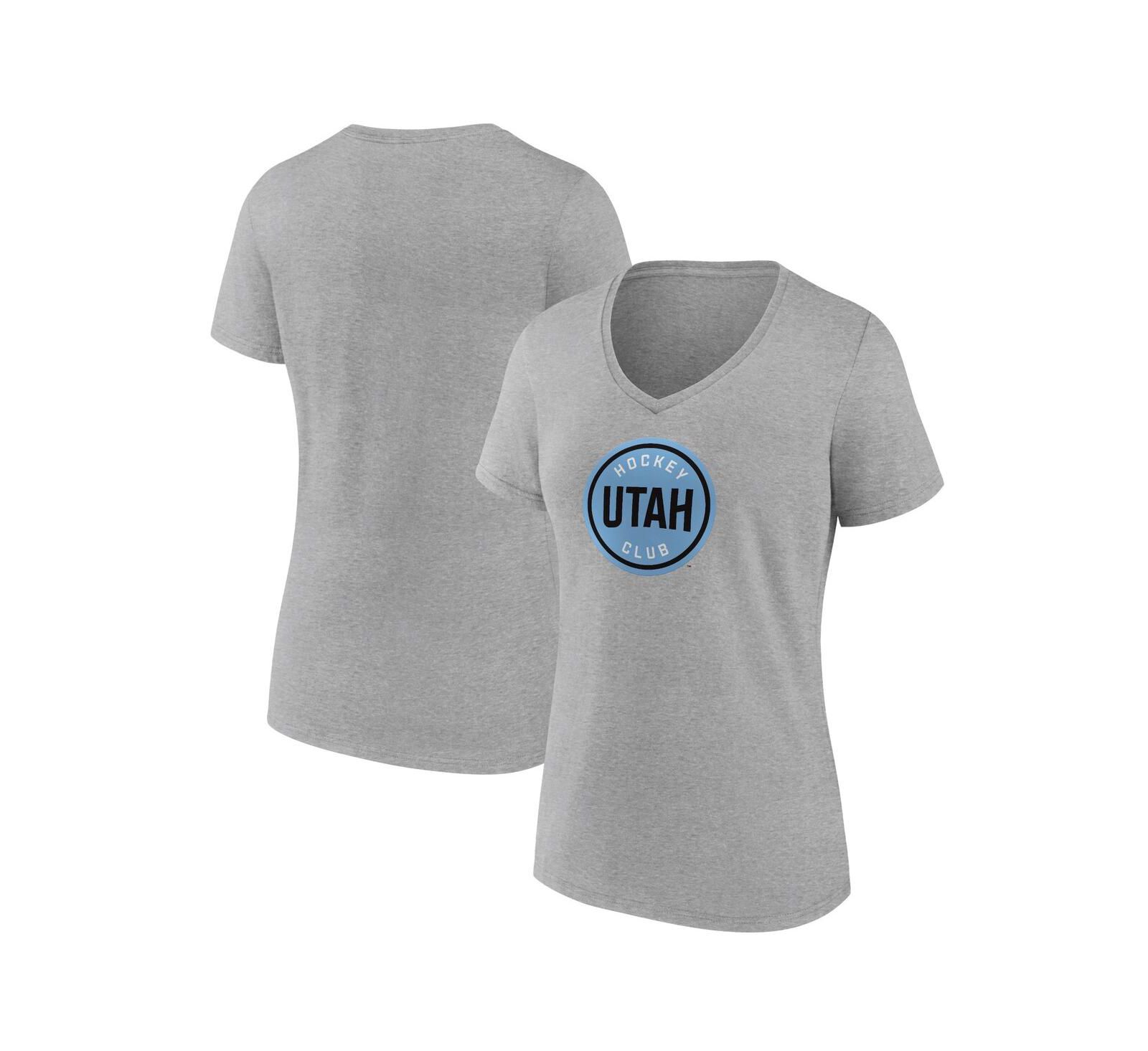 Женская футболка Fanatics Heather Gray Utah Hockey Club Draft Logo V-Neck