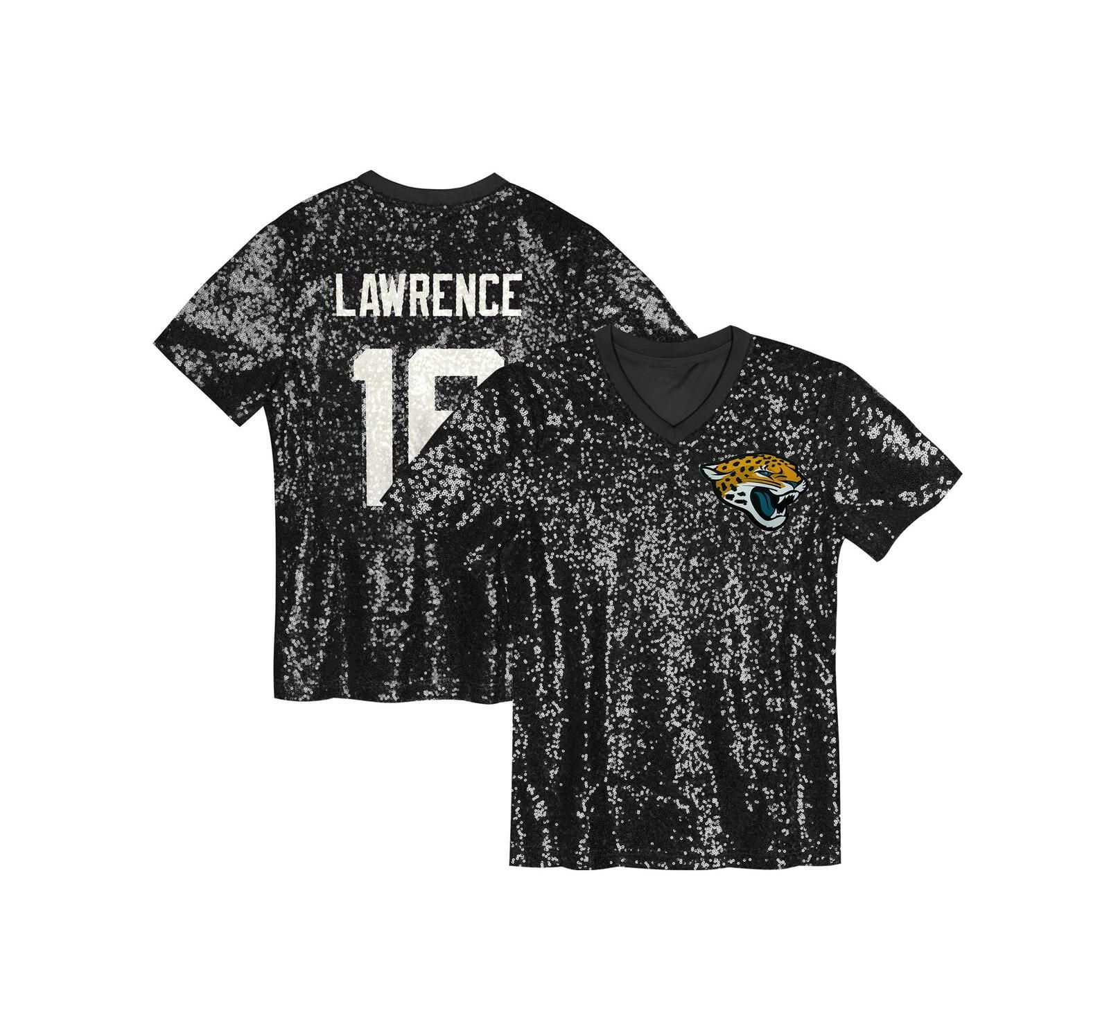 Детская джерси Outerstuff Big Girls Trevor Lawrence Black Jacksonville Jaguars Sequin V-Neck Fashion