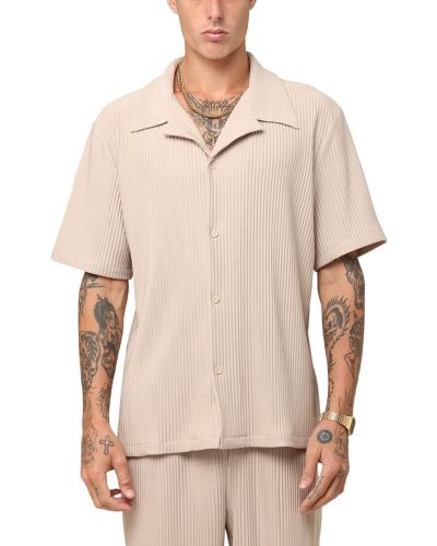 Мужская рубашка XXIII Pleated Button Up Shirt - Tan L